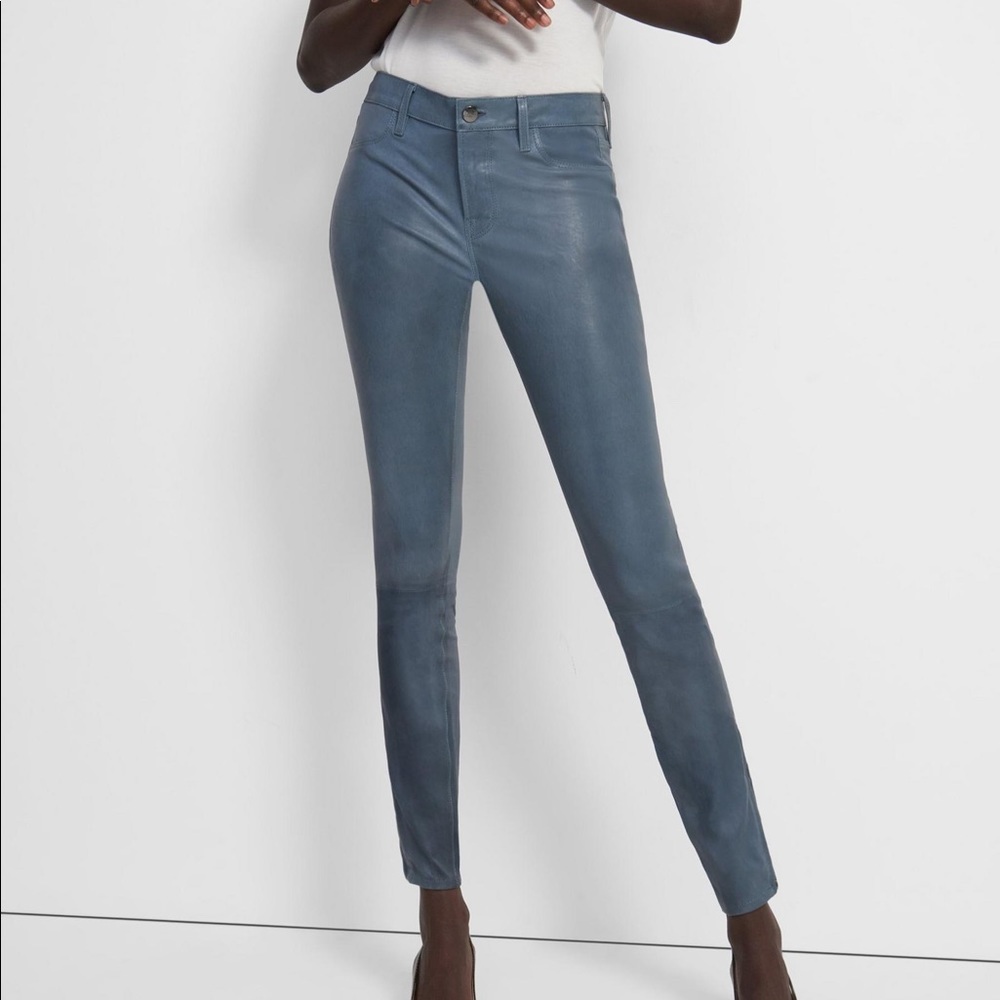 J Brand Lamb Leather Pants 27 Sting Blue